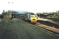 The up <I>Highland Chieftain</I> pulls away from Perth in July 1999.<br><br>[David Panton /07/1999]