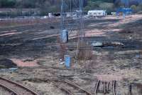 View from the south of the lifted Perth New Yard on 29 March 2009 (one siding remains along the west side). The butchered turntable can be seen right of centre.<br><br>[Ewan Crawford 29/03/2009]