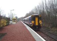 The first train of the day for Oban, formed by Corkerhill Sprinter 156467, pulls in to a deserted Connel Ferry station, where the track has recently been <I>tamped</I> and there is also some spot resleepering. A Civil Engineers' machine was parked in the siding just beyond the platform.<br><br>[Mark Bartlett 27/03/2009]