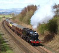 61994 <I>The Great Marquess</I> with the SRPS <I>Forth Circle Steam Special</I> at Plean on 5 April 2009.<br><br>[Brian Forbes 05/04/2009]