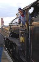 John Cameron Esq., looking <I>chuffed</I> on <I>The Great Marquess</I>, awaiting departure from Dalmeny on the second trip on 5 April.<br><br>[Bill Roberton 05/04/2009]