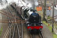 46115 <I>Scots Guardsman</I> passing Preston Maudland at the start of the Glasgow leg of the <I>Great Britain II</I> railtour on 9 April 2009. Amazing the number of cameras that appeared from the pockets of hi-vis orange jackets as the special passed by.<br><br>[John McIntyre 09/04/2009]