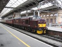 37676 <I>Loch Rannoch</I> <i>dead in tow</i> at the rear of of the <i>Scottish Chieftain</i> railtour at Preston on 10th April 2009<br><br>[Michael Gibb 10/04/2009]