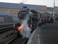 The <i>Great Marquess</i> at Inverness with the <i>Great Britain II railtour</i>.<br><br>[Hamish Baillie 11/04/2009]