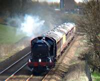 61994 <i>The Great Marquess</i> at the head of <i>The Forth Circular</i> special operated by the SRPS on 5th April passes the old Cowdenbeath South Junction and heads west towards Crossgates.<br><br>[Brian Forbes 05/04/2009]