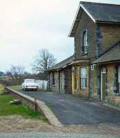 View of Barrasford building and platform. This view looks south east along the line.<br><br>[Robin Barbour Collection (Courtesy Bruce McCartney) //]