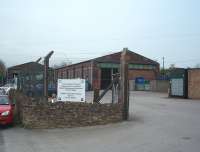 The former steam shed at Skipton, closed in 1967, still stands alongside the line north of the station and is now used as a Council Depot. The shed roof has been modified so it is not immediately recognisable as an old railway building but the sign outside the entrance gives the game away. <br><br>[Mark Bartlett 16/04/2009]