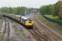 40145 standing in for a pair of Class 37s on the <I>Pathfinder</I> tour to Carlisle on 25 April is seen at Lostock Hall Junction about to join the line to Blackburn and East Lancashire before running via Clitheroe to join the Settle & Carlisle line.<br><br>[John McIntyre 25/04/2009]