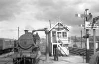 Scene at Portadown station in August 1965 as <I>Jeep</I> 2-6-4T no 51 takes water alongside the north box.<br><br>[K A Gray 28/08/1965]