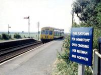 DMU for Norwich approaching Somerleyton in July 1969.<br><br>[Colin Miller /07/1969]