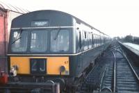 The final DMU for Waverley stands at the buffer stops at Corstorphine on Saturday 30 December 1967. [See image 26522]<br><br>[Bruce McCartney 30/12/1967]