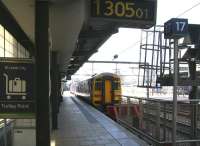 Sign of the times... 43 years on. (Leeds City station was renamed Leeds on 13 June 1966.) Photographed on 22 April 2009 as a 158 prepares to leave platform 17 with a service for Sheffield.<br>
<br><br>[John Furnevel 22/04/2009]