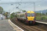 334016 arrives at Cardross with an early afternoon service to Helensburgh Central on 28 April 2009<br><br>[John McIntyre 28/04/2009]