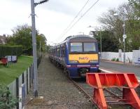 Buffer stops at North Berwick on 4 May 2009 with 322 481 ready to start the journey back to Waverley.<br><br>[David Panton 04/05/2009]