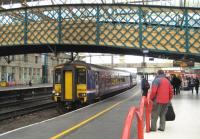 The First ScotRail 0640 Ex-Girvan arrives at Carlisle on 6 May 2009. It will leave as the 0933 to Newcastle.<br><br>[Bruce McCartney 06/05/2009]