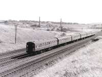 A Glasgow bound InterCity DMU passing Dalry (near Roche Products) in the Spring of 1967.<br>
<br><br>[Colin Miller //1967]