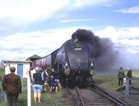 <h4><a href='/locations/L/Lochty'>Lochty</a></h4><p><small><a href='/companies/E/East_Fife_Central_Railway'>East Fife Central Railway</a></small></p><p>Privately owned A4 Pacific no 60009 <I>Union of South Africa</I> at the Lochty terminus in August 1972.</p><p>/08/1972<br><small><a href='/contributors/Colin_Miller'>Colin Miller</a></small></p>