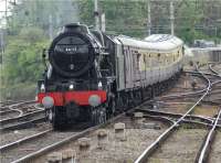 At the end of the outward leg of its journey, 46115 'Scots Guardsman' coasts into Carlisle on 9 May 2009 with the 'Scot over Shap' railtour.<br><br>[John McIntyre 09/05/2009]