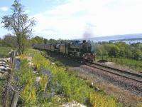 45231 and 62005 steam downhill to Faslane Junction on 14 May with spotless emcars for <I>The Jacobite</I> at Fort William.  The train's arrival was preceded by several minutes audio of the climb up to Rhu, courtesy of the east wind.<br><br>[John Robin 14/05/2009]