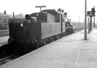 Ivatt class 2MT 2-6-0 no 46458 of Upperby shed stands in the Maryport & Carlisle bay at the south end of Carlisle station on 7 June 1962. <br><br>[K A Gray 07/06/1962]