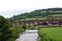 With the River Calder in the foreground, 40145 crosses the Whalley viaduct with the Settle Scotsman railtour from Shrewsbury to Edinburgh on 23 May 09.<br><br>[John McIntyre 23/05/2009]