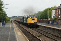 40145 is accelerating <I>The Settle Scotsman</i> railtour through Bamber Bridge station on 23 May 2009 following a short wait at Lostock Hall Junction for service trains to pass.<br><br>[John McIntyre 23/05/2009]