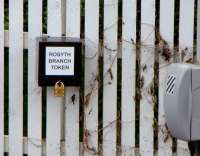 Recently installed, rather homely looking arrangement for the Rosyth Dockyard Branch token at Inverkeithing South Junction. Photographed on 21 May 2009.<br><br>[David Panton 21/05/2009]