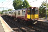 314 209 on a Wemyss Bay service awaits departure from Bishopton on 31 May.<br>
<br><br>[John Steven 31/05/2009]