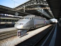 An SNCF Paris bound TGV service prepares for departure from Lausanne station on 17th May 2009.<br><br>[Michael Gibb 17/05/2009]