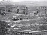 Only demolition trains are visiting Consett steel works as site clearance continues on an icy March day in 1987.<br>
<br><br>[Bill Roberton /03/1987]