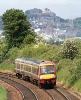 The 1313 Dunblane - Glasgow Queen Street service heads south away from Stirling on 28 May 2009.<br><br>[John Furnevel 28/05/2009]