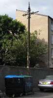 A surviving tram pole in Dryden Street, the <I>back door</I> to Shrubhill depot.<br><br>[David Panton 03/06/2009]