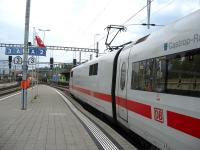 The signal is green ready for the departure from Spiez of the 15.23 ICE to Frankfurt. Within seconds the train was away, with the aid of some nifty footwork, with the photographer on board!<br><br>[Michael Gibb 14/05/2009]