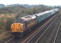 37114 on the rear of a weedkilling train in the mid 1990s. The train is passing the site of the former 56A Wakefield shed (on the left) as it heads from Wakefield Kirkgate towards Oakenshaw Junction.<br><br>[David Pesterfield //]