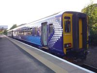 The 2017 East Kilbride - Glasgow Central service awaits departure from East Kilbride on 10 June 2009.<br><br>[John Steven 10/06/2009]