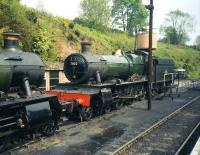 Ex-GWR 4-6-0 no 7802 <I>Bradley Manor</I> on the Severn Valley at Bewdley in May 2006.<br><br>[Peter Todd /05/2006]