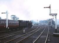 Carlisle Kingmoor Black 5 no 44674 takes a train away from the terminus at Windermere in the 1960s and heads for Oxenholme. [See image 53947] for a present day view of this location.<br><br>[Robin Barbour Collection (Courtesy Bruce McCartney) //]