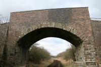 Colislinn, just south of Flex, a little to the north of Stobs, an overbridge still carries evidence of trains working up the gradient from Hawick to Whitrope summit in the form of blackening. View looks north.<br><br>[James Young 06/03/2006]