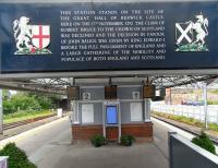 Berwick-upon-Tweed - a history lesson above the stairs down to the platforms. Watch your step... <br><br>[David Panton 17/06/2009]