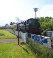 Standard 4MT tank 80105,running tender first,hauls an early evening service back to Boness from Birkhill Clay Mines in May 2009.<br><br>[David Forbes /05/2009]