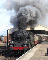 BR Standard class 4MT no 80105 pulls away from the platform at Boness on 19 June 2009.<br><br>[Brian Forbes 19/06/2009]