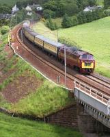 Class 52 diesel-hydraulic no D1015 'Western Champion' passes Crawford on 19 June and is about to cross the Clyde with the 3-day Bristol to Inverness and Kyle <I>Western Chieftain</I> Pathfinder Railtour.<br><br>[David Forbes 19/06/2009]