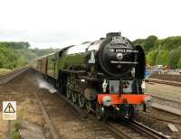 A1 Pacific no 60163 <I>Tornado</I> heads south west through Micheldever on 21 June bound for Eastleigh, running at speed and effortlessly.<br><br>[Peter Todd 21/06/2009]