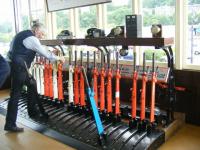 Inside the Signalbox at Boness. The frame is of the Caledonian Railway.. The same type as that could be found in the old box at Cumbernauld. Kind thanks go to the Signalman for allowing access<br><br>[Colin Harkins 20/06/2009]