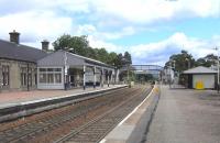 View north at Kingussie on 16 June 2009. Note the portable step on the seldom-used near platform.<br><br>[David Panton 16/06/2009]