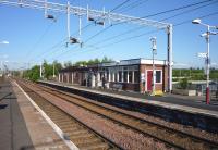 The main station building at Newton looking east towards Newton East Junction and the reversing siding on 23 June. <br><br>[John Steven 23/06/2009]