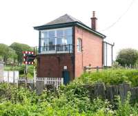 The signal box at Dunragit, seen from the south side of the crossing in May 2007, looking east towards the site of Challoch Junction.<br>
<br><br>[John Furnevel 31/05/2007]