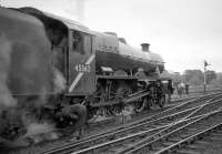 <I>'Cough please!'</I>  Examination of Jubilee no 45562 <I>Alberta</I> being carried out at Hexham on 3 June 1967 as the LCGB <I>Thames-Tyne Limited</I> makes a photostop on its way from Carlisle to Newcastle. 4472 took over at Newcastle for the final leg of the railtour back to Kings Cross.<br>
<br><br>[Robin Barbour Collection (Courtesy Bruce McCartney) 03/06/1967]