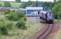 SRPS excursion, hauled by 60009 <I>Union of South Africa</I>, passing Stanley Junction box on 4 July 2009 on its return journey from Inverness.<br><br>[Brian Forbes 04/07/2009]