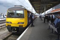 321901 awaits departure from a bay platform at Doncaster with a service to Leeds on 7 July.<br><br>[Bill Roberton 07/07/2009]